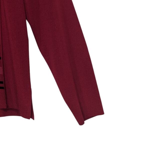 Y2K Exclusively Misook Zip Up Cardigan Striped Fuchia Black Pink Wine Large - Picture 4 of 9